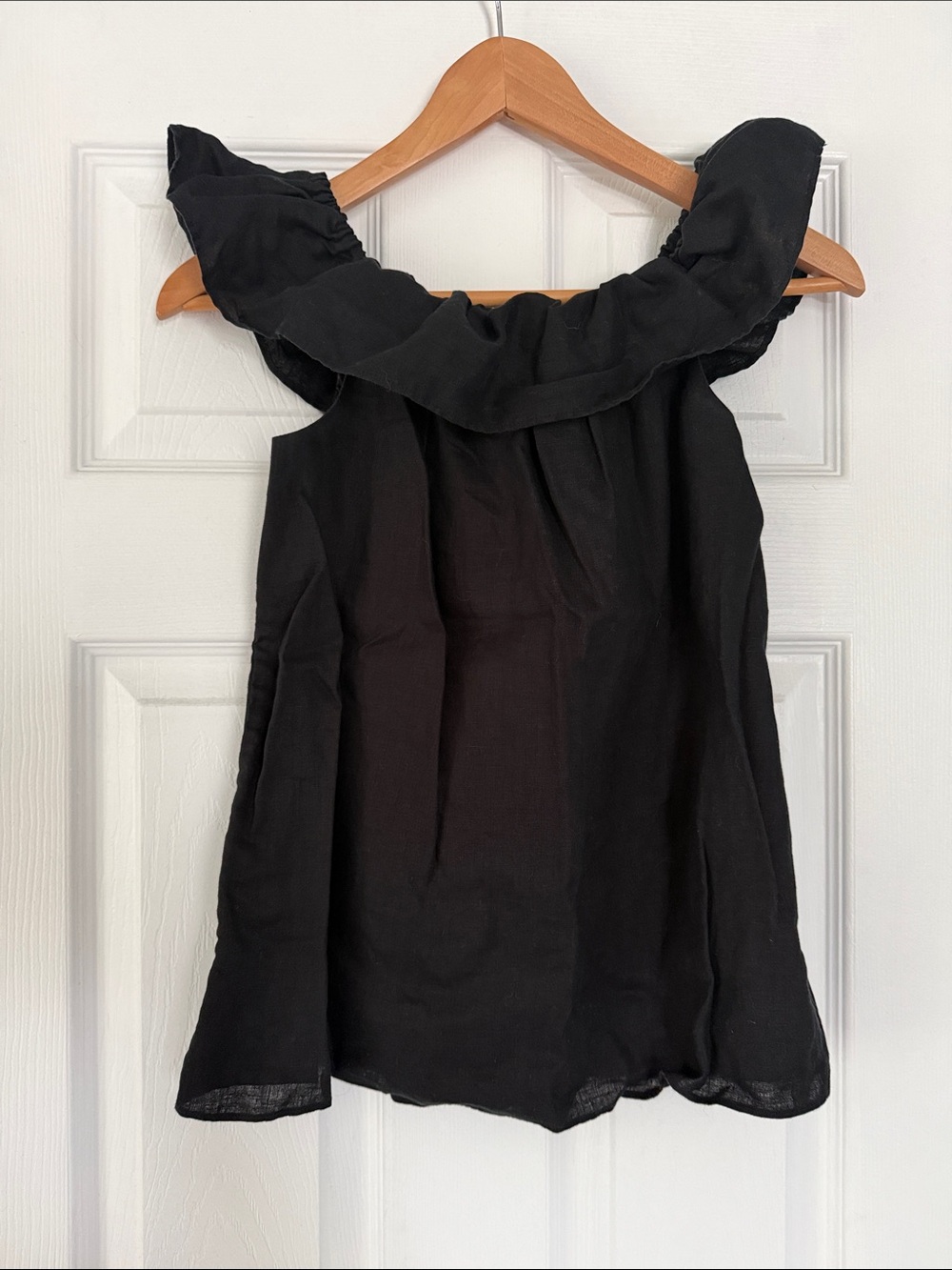 J. Crew Black Ruffle Neck Sleeveless Camisole